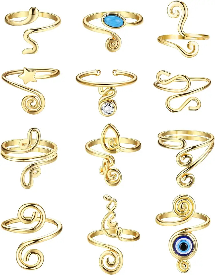 Adjustable Toe Ring Set for Women Open Band African Style Foot Jewelry