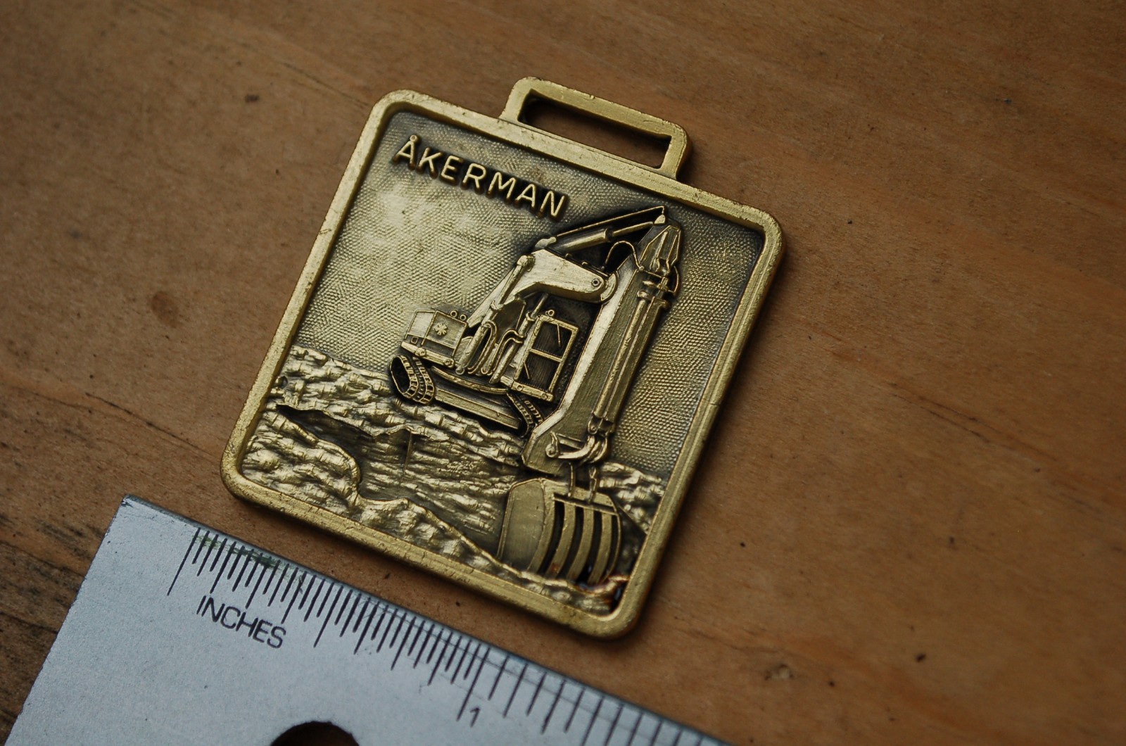 AKERMAN Excavator Trackhoe Crawler Heavy Equipment Vintage Watch Fob