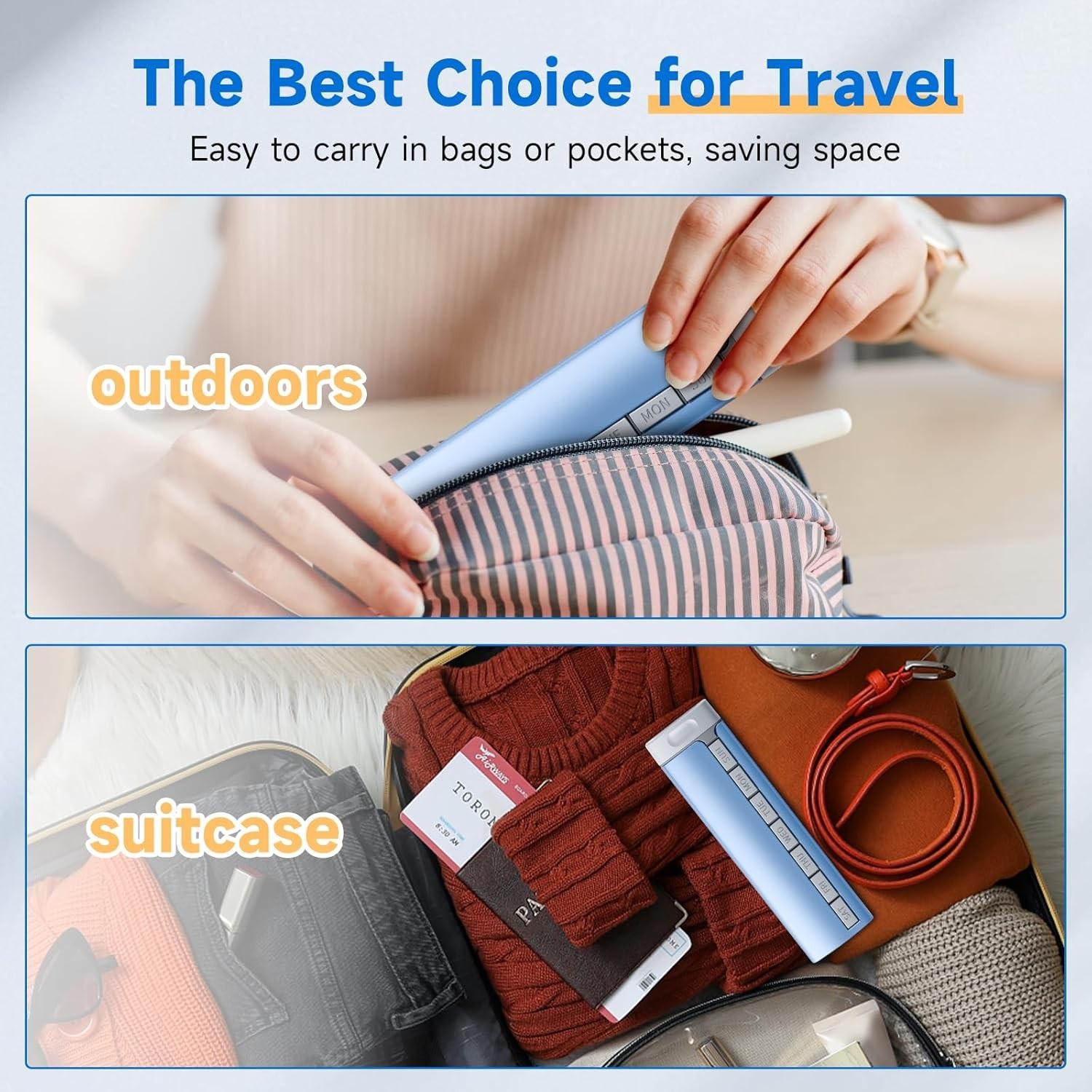 Blue Weekly Pill Box - Safe, Stylish & Lightweight for Travel Essentials