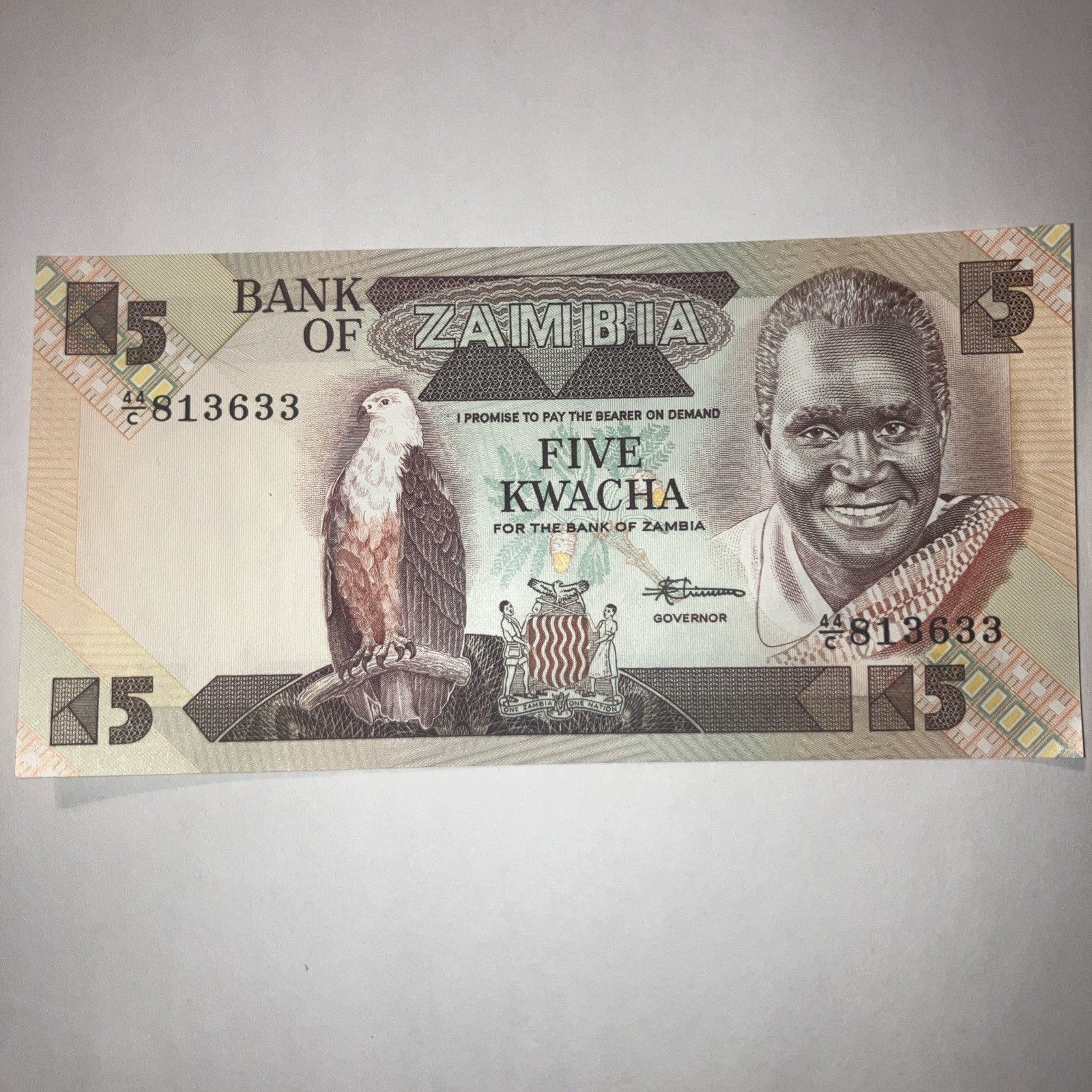 Zambia 5 Kwacha Current Uncirculated Paper Money - #813633