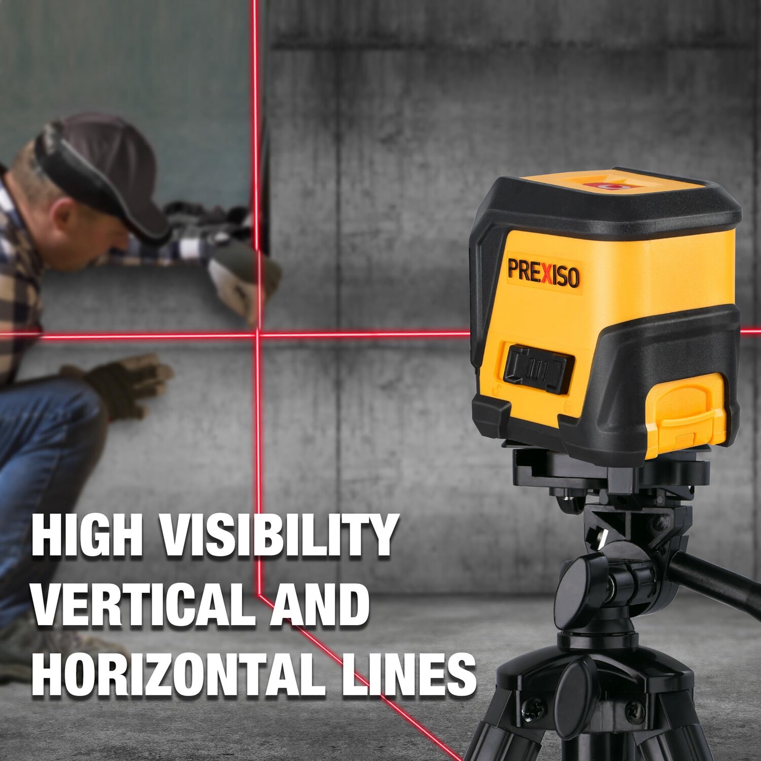 PREXISO 50FT Laser Level Level Line leveler Tools Self-Leveling Cross Line Laser