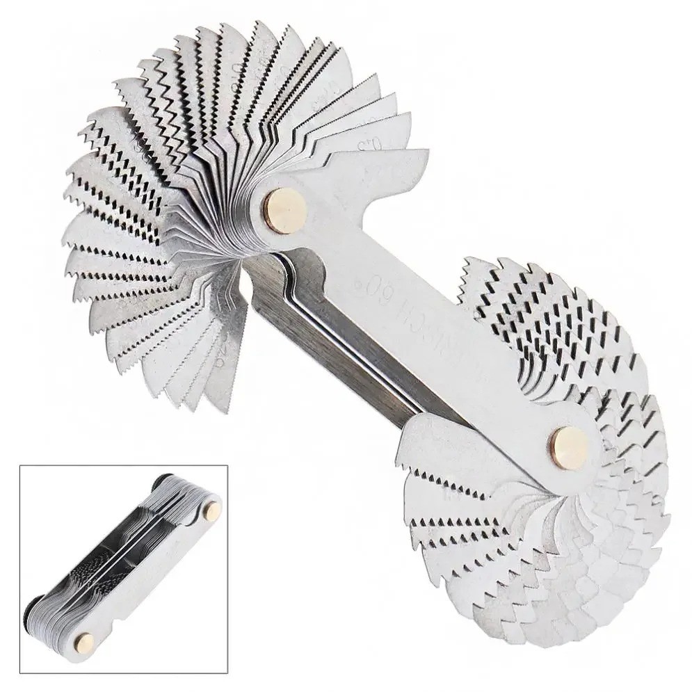 58PCS Thread Pitch Gauge Stainless Steel Screw Measuring Tool Metric Inch