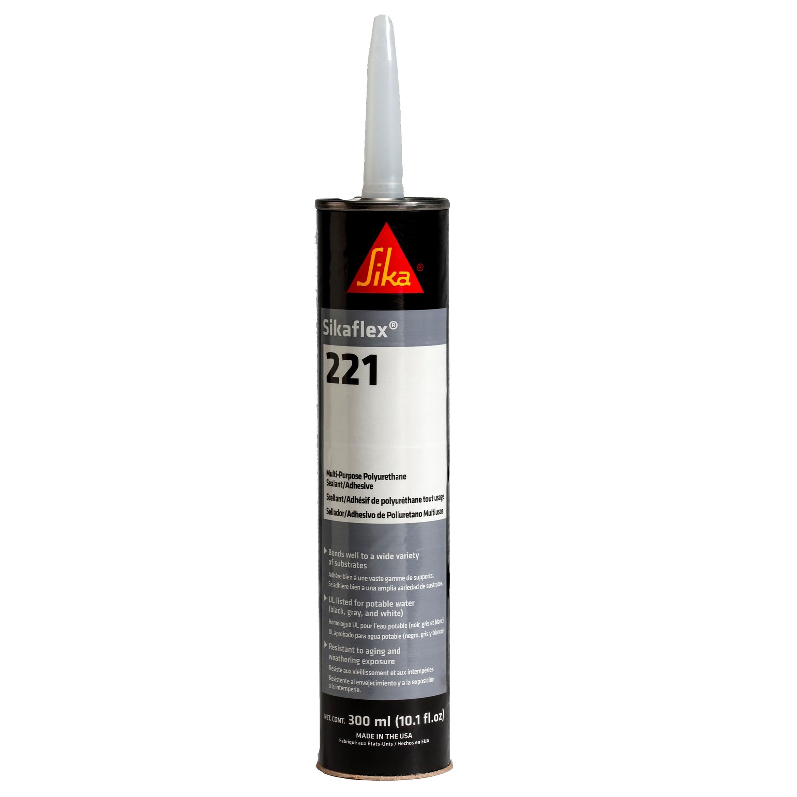 Sikaflex-221 Multi-Purpose Polyurethane Sealant/Adhesive, 10.1 fl oz, Black –...