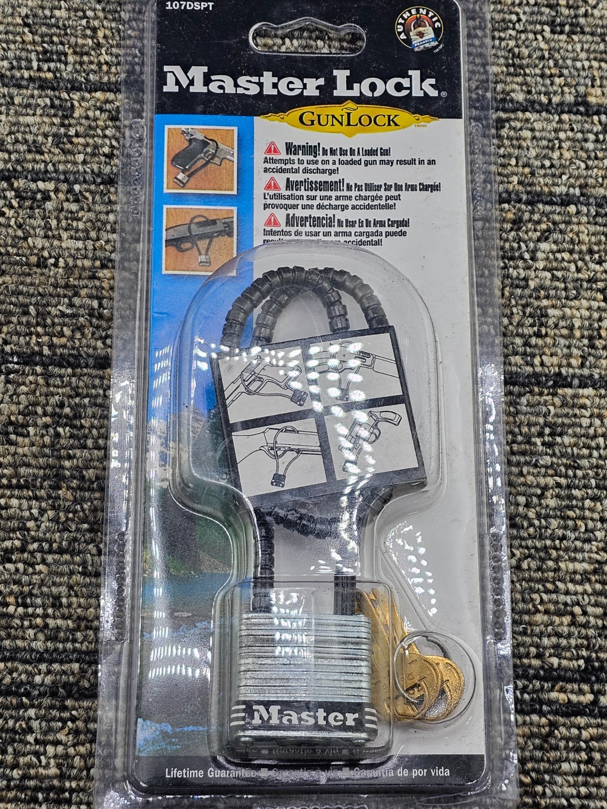 (QTY 6) Master Lock 107DSPT: Keyed Cable Gun Lock w/ Keys 4-Pin Tumbler Cylinder