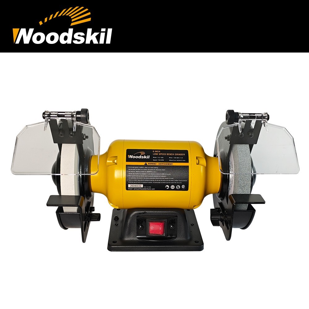 Woodskil 6 inch  1/3HP Low Speed Bench Grinder, 1750RPM Table Grinder for knife