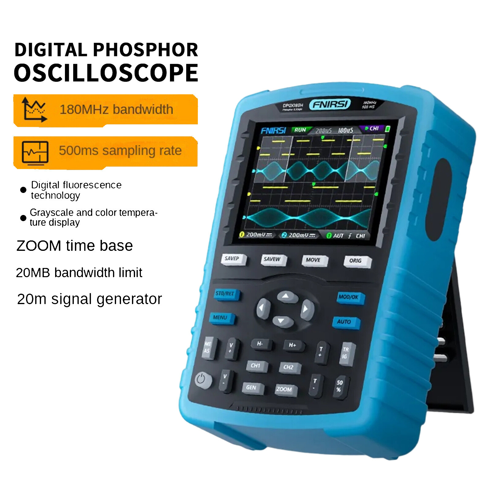 2In1 180MHz Digital Oscilloscope Dual Channel Signal Generator Car Repair Meter