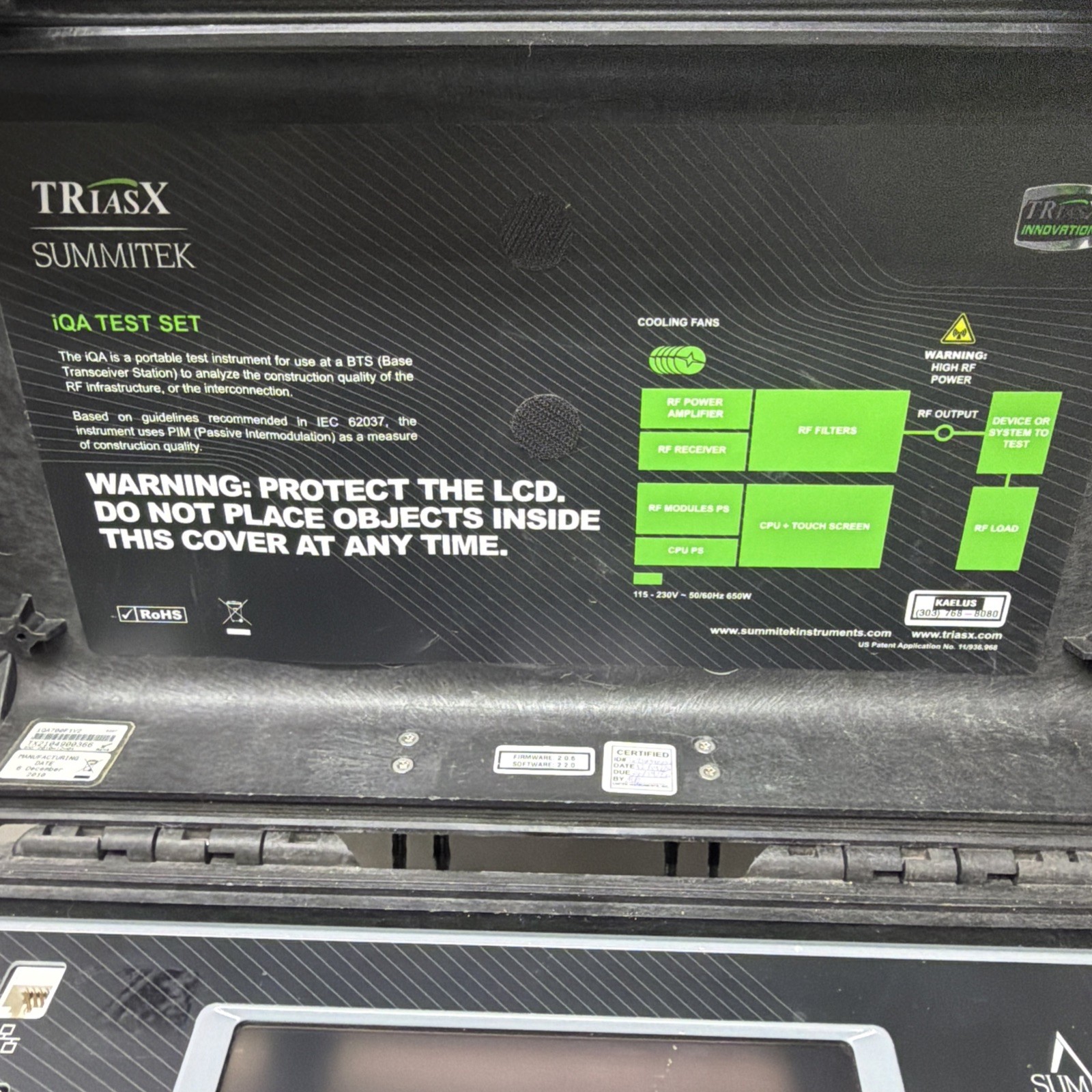 Summitek Kaelus iQA700LB Passive Intermodulation (PIM) Analyzer TESTED WORKING