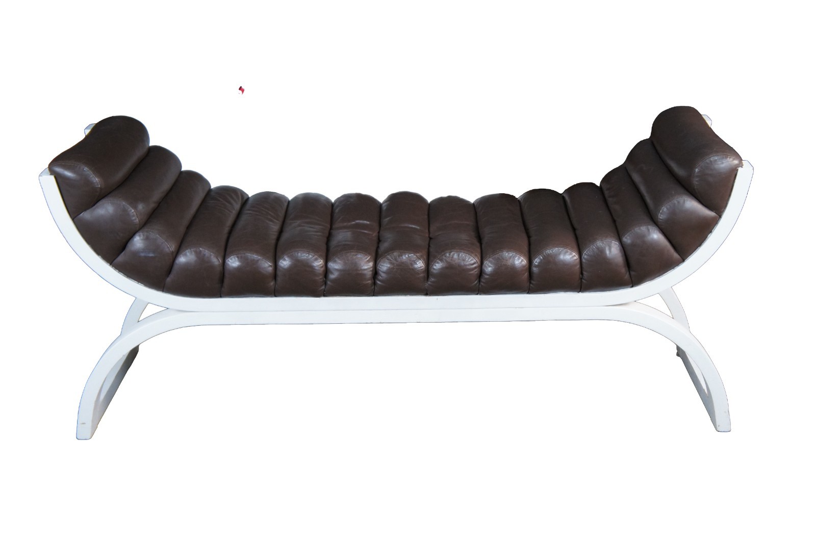 Jay Spectre for Century Furniture Brown Leather White Bentwood "Eclipse" Bench