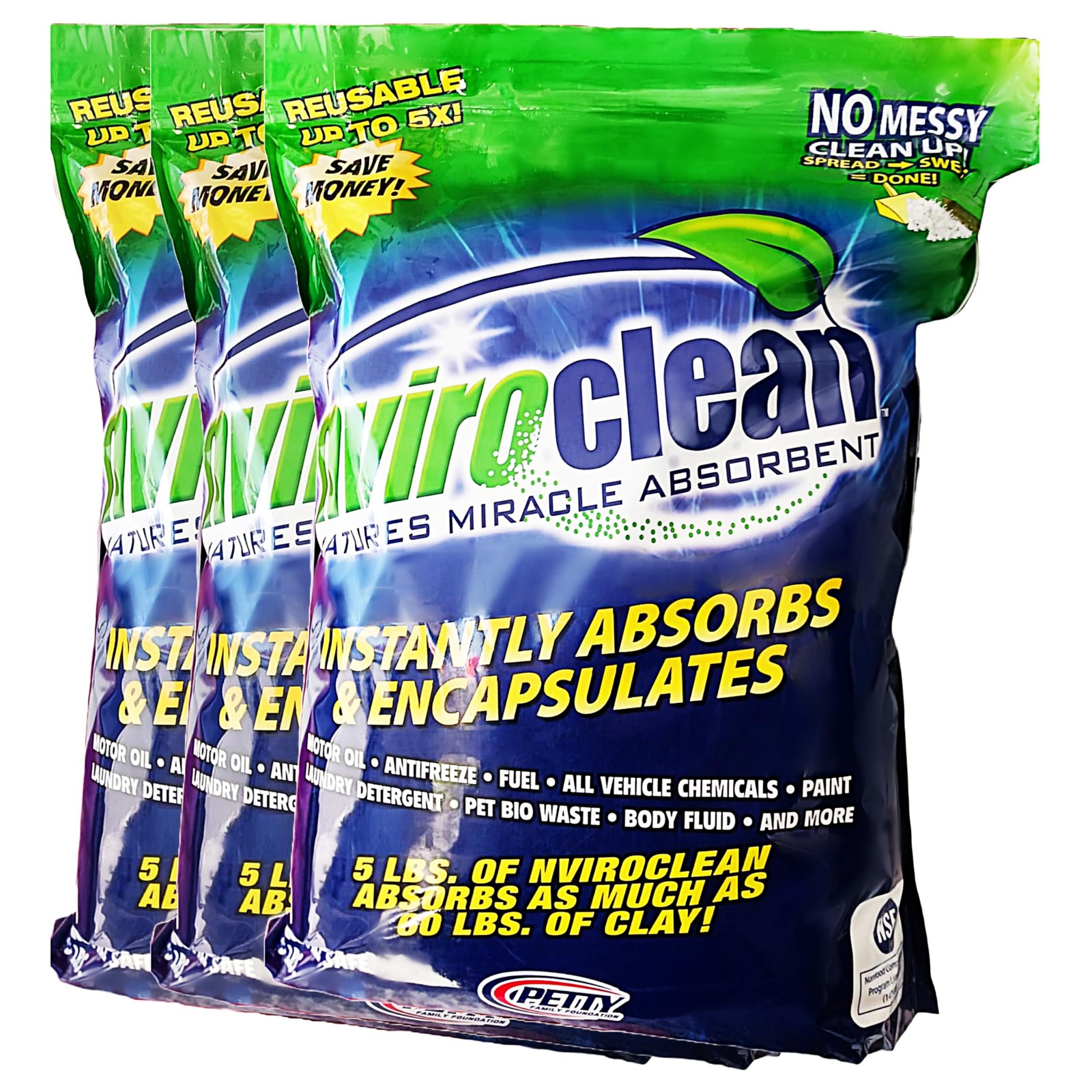 5 LB (Pack of 3) Absorbs up to 180 LBS! Super Absorbent & Encapsulant. Commer...