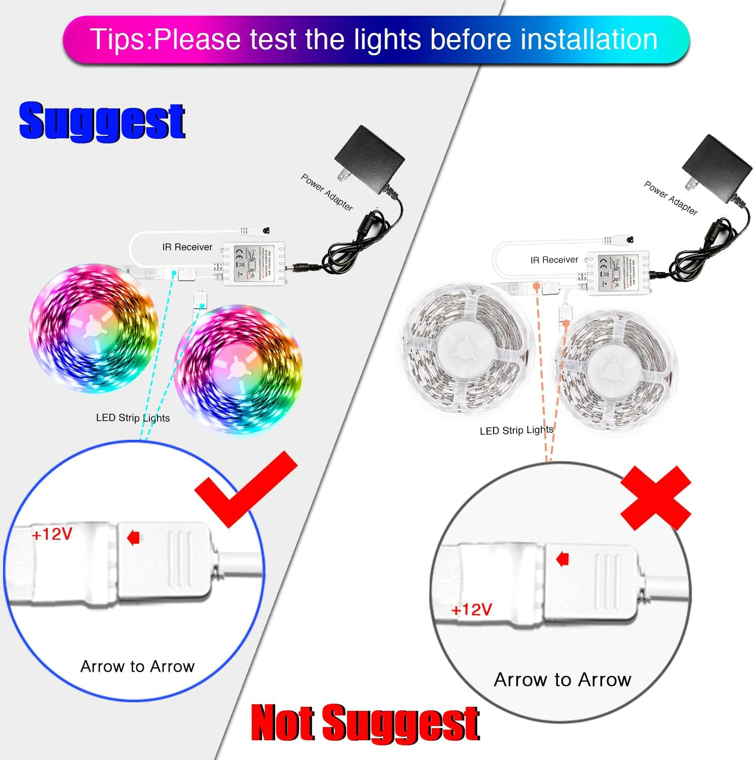 60FT Multicolor LED Strip Lights with Remote Color Changing for Home Decor