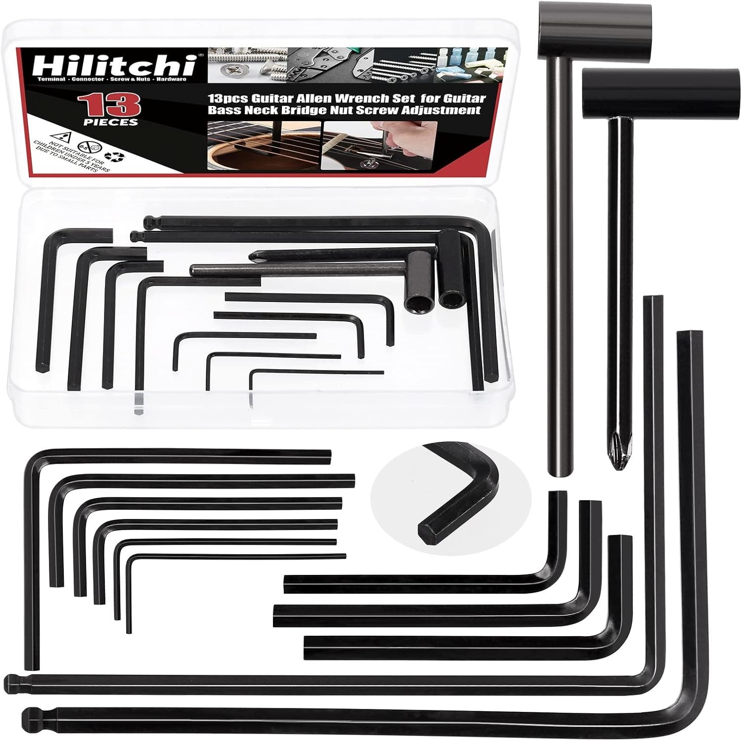 13Pcs Guitar Wrench Set - Truss Rod & Allen Wrenches for Neck Bridge Adjustment