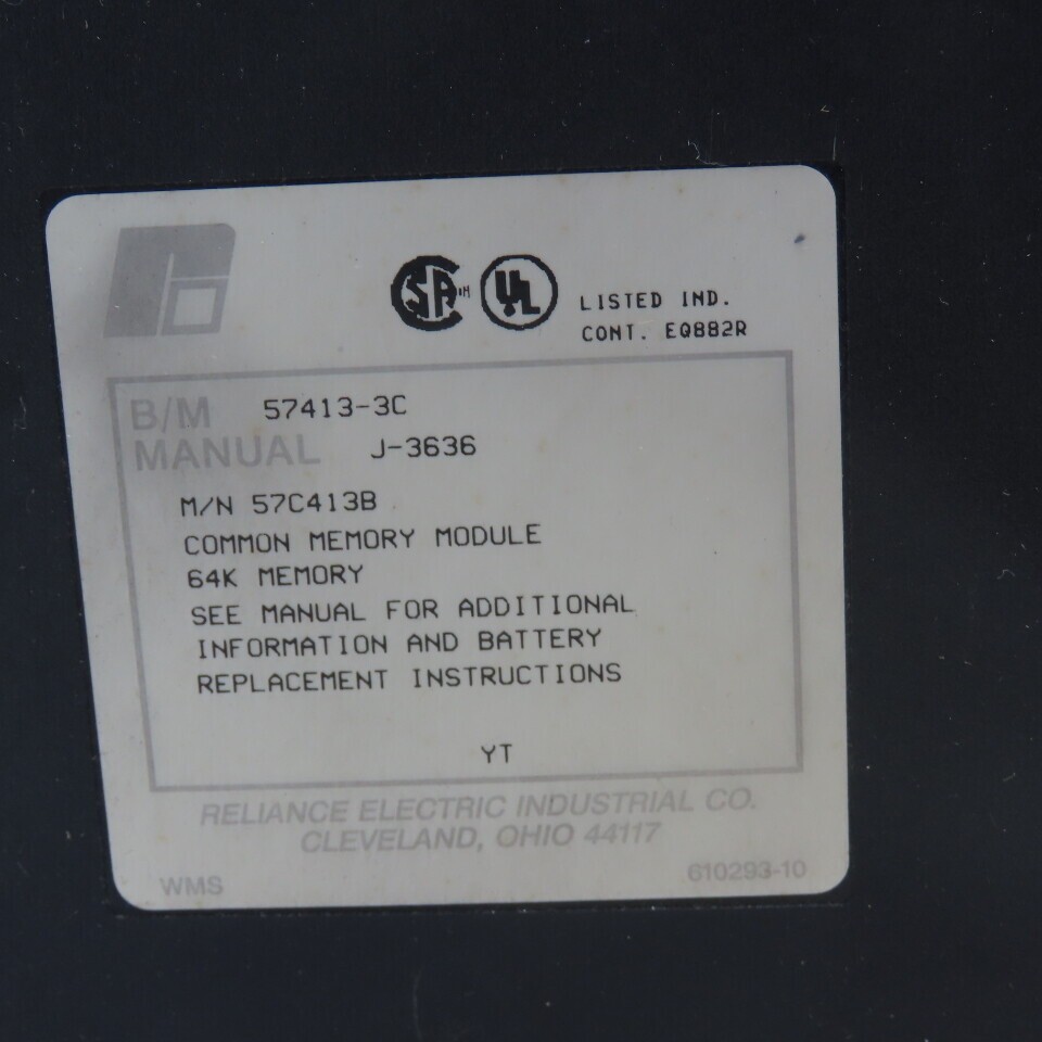 Reliance Electric 57413-3C Common memory Module 64K Memory J-3636