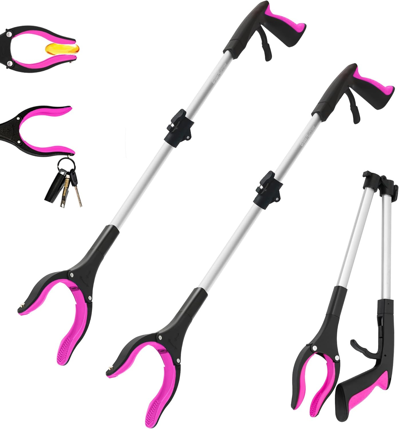 2 Pack 32 Inch  Reacher Grabber Tool with Strong Magnetic and Swivel Head (New P