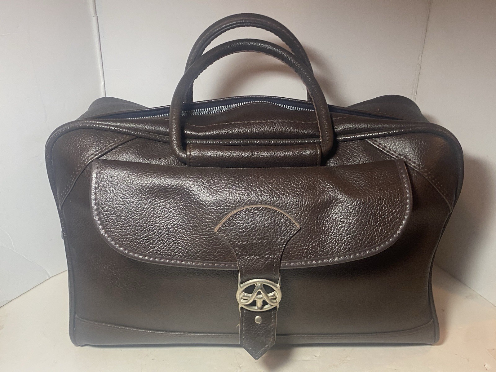 Vintage American Tourister Brown Vinyl Carry On Duffle Luggage Storage Bag