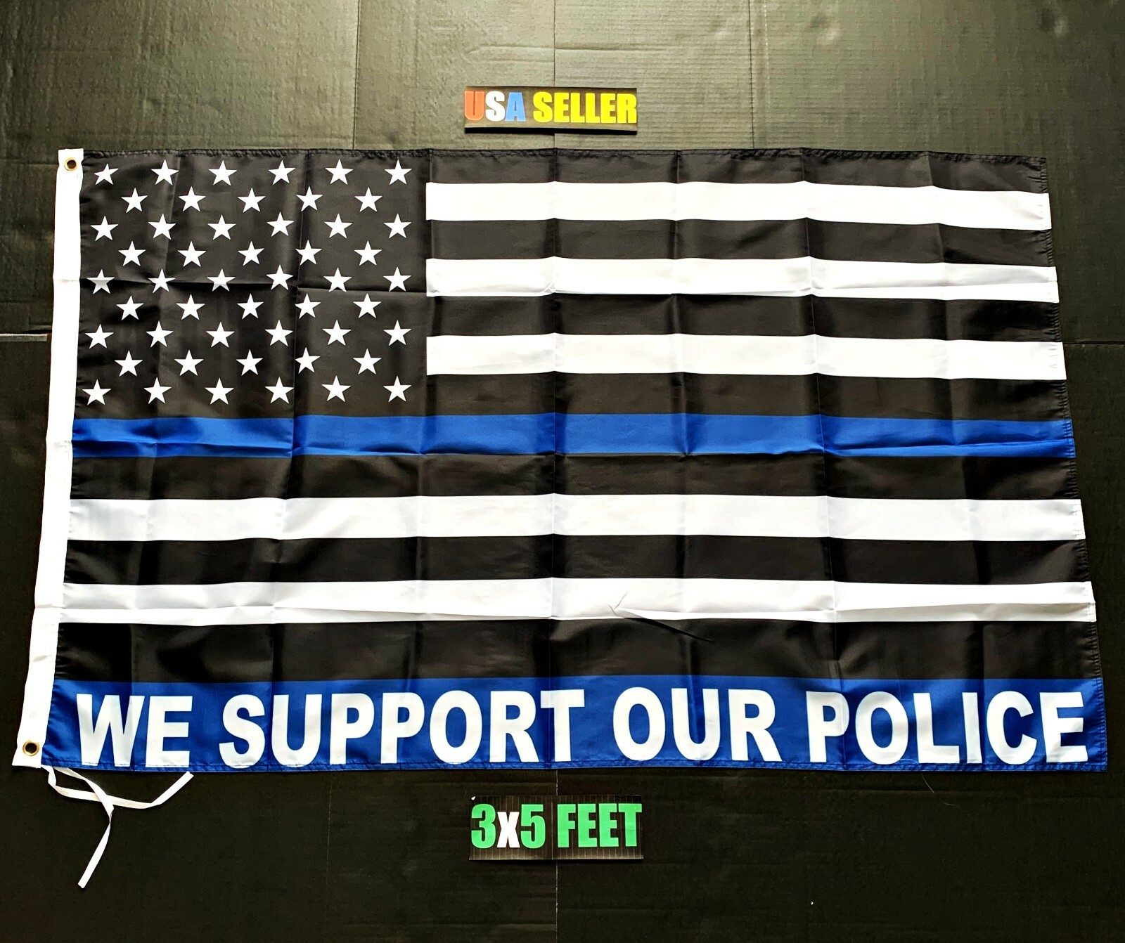 We Support Our Police Flag FREE FIRST CLASS SHIP Trump Blue Bar 2020 Cop Law 3x5