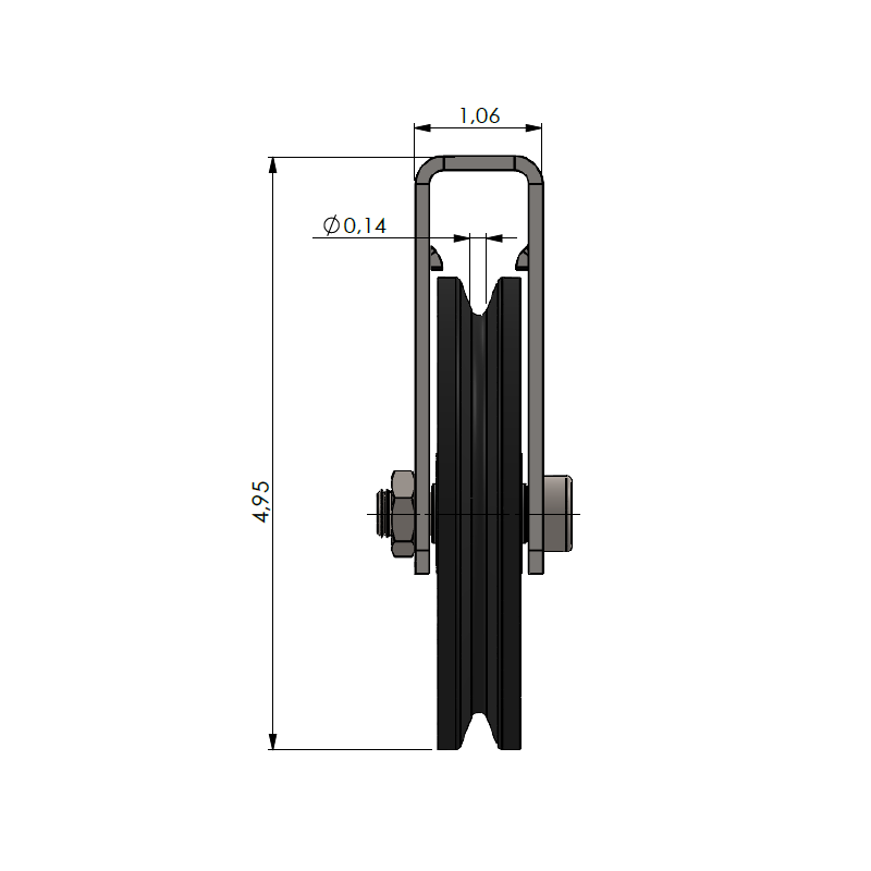 Cable Pulley incl. bracket, heavy duty / 3.94 in (100 mm) Diameter