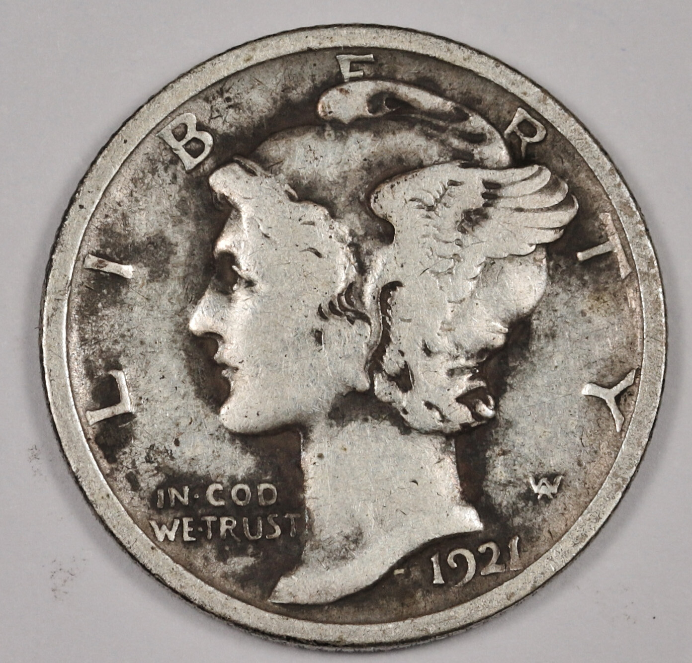 1921 Mercury Dime.  Natural Uncleaned.  Fine.  177275