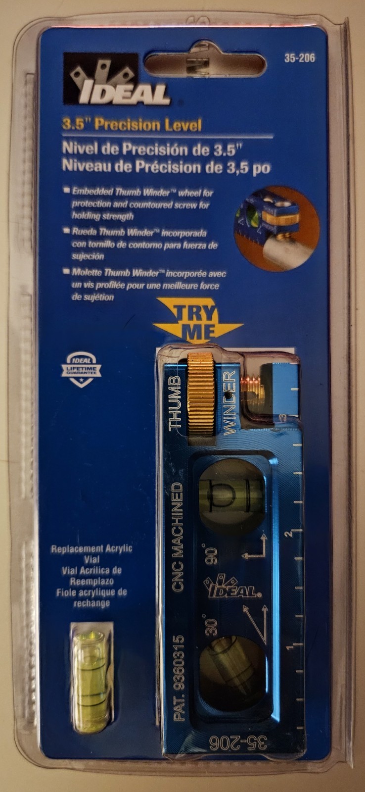 Ideal 35-206 3.5" Precision Level With 2 Vials & Magnetic Jaw, New Sealed