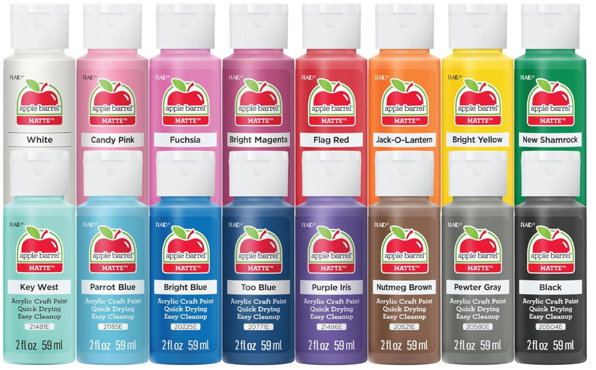Acrylic Craft Paint, 2 fl oz each, 16 assorted matte colors, 16 count