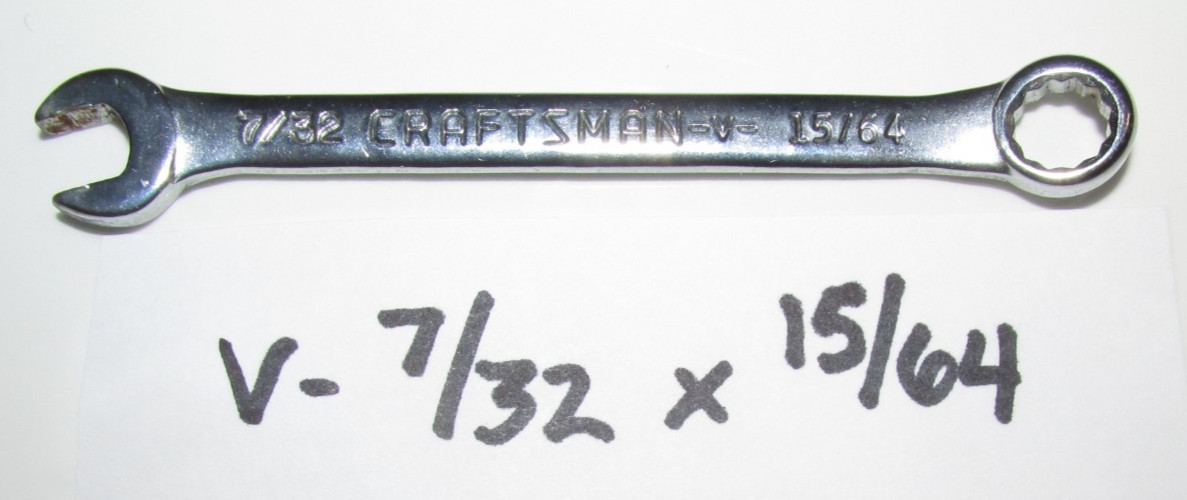 Craftsman Combination SAE 12 Point Wrench V Series 7/32" x 15/64"