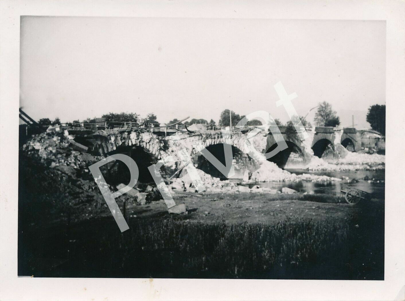 Photo WW II Wehrmacht Bridge Destruction Ruin France F1.39