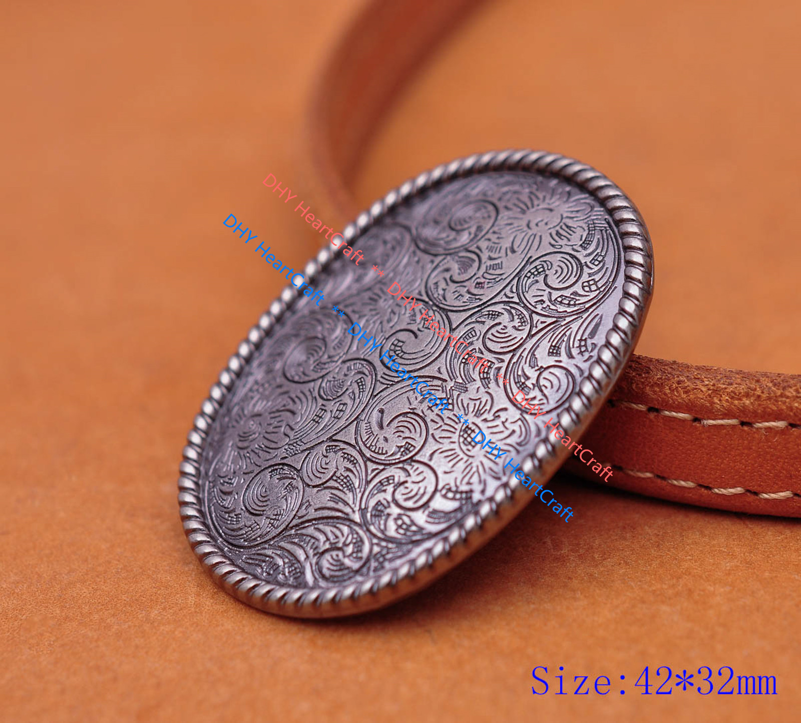 5X Heavy Vintage Silver Western Oval Flower Engraved DIY Leathercraft Concho Lot