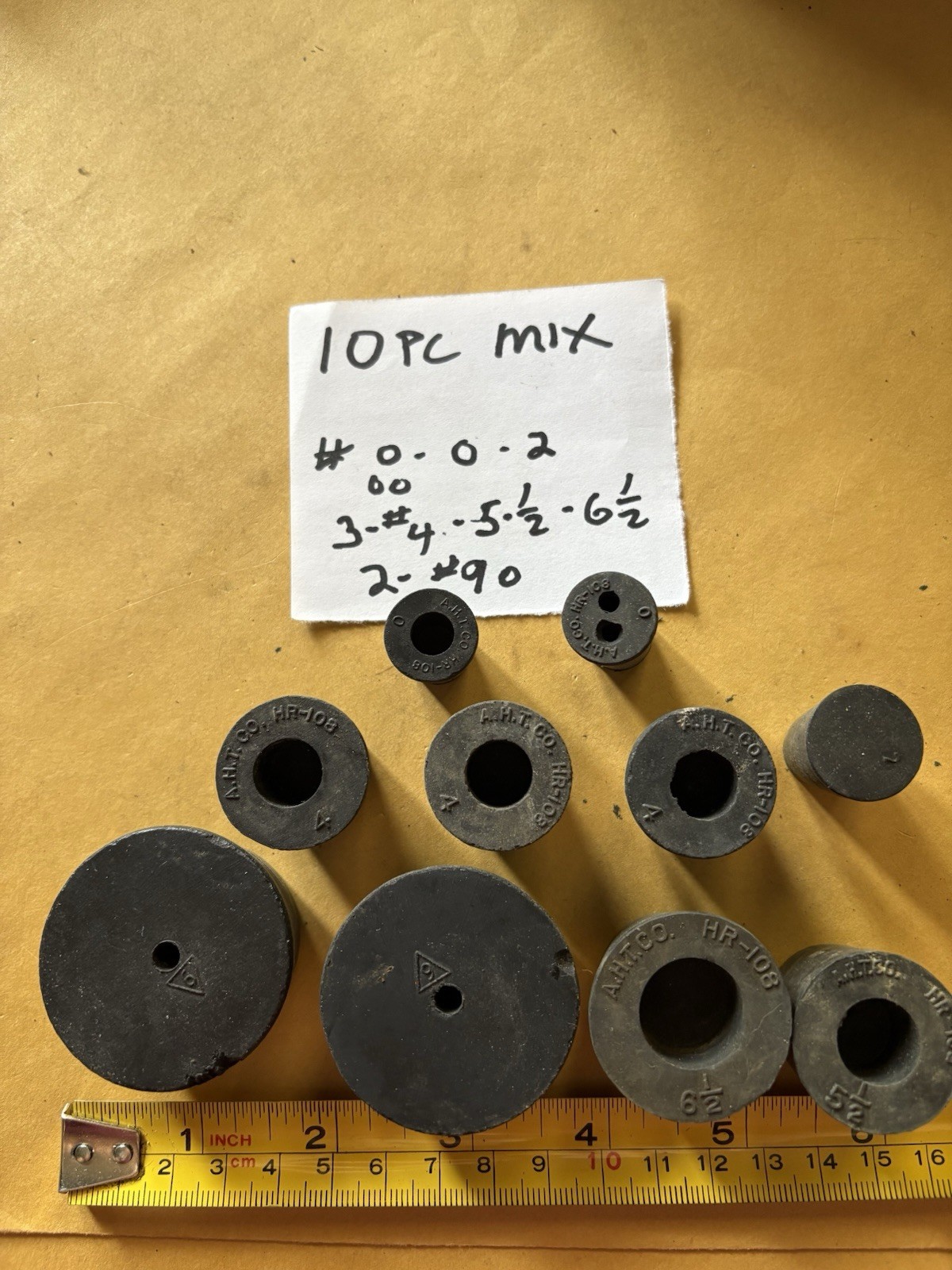 10Pc Mix 1&2 Hole RUBBER LABORATORY STOPPER Black Rubber Bung Cap for Lab Glass