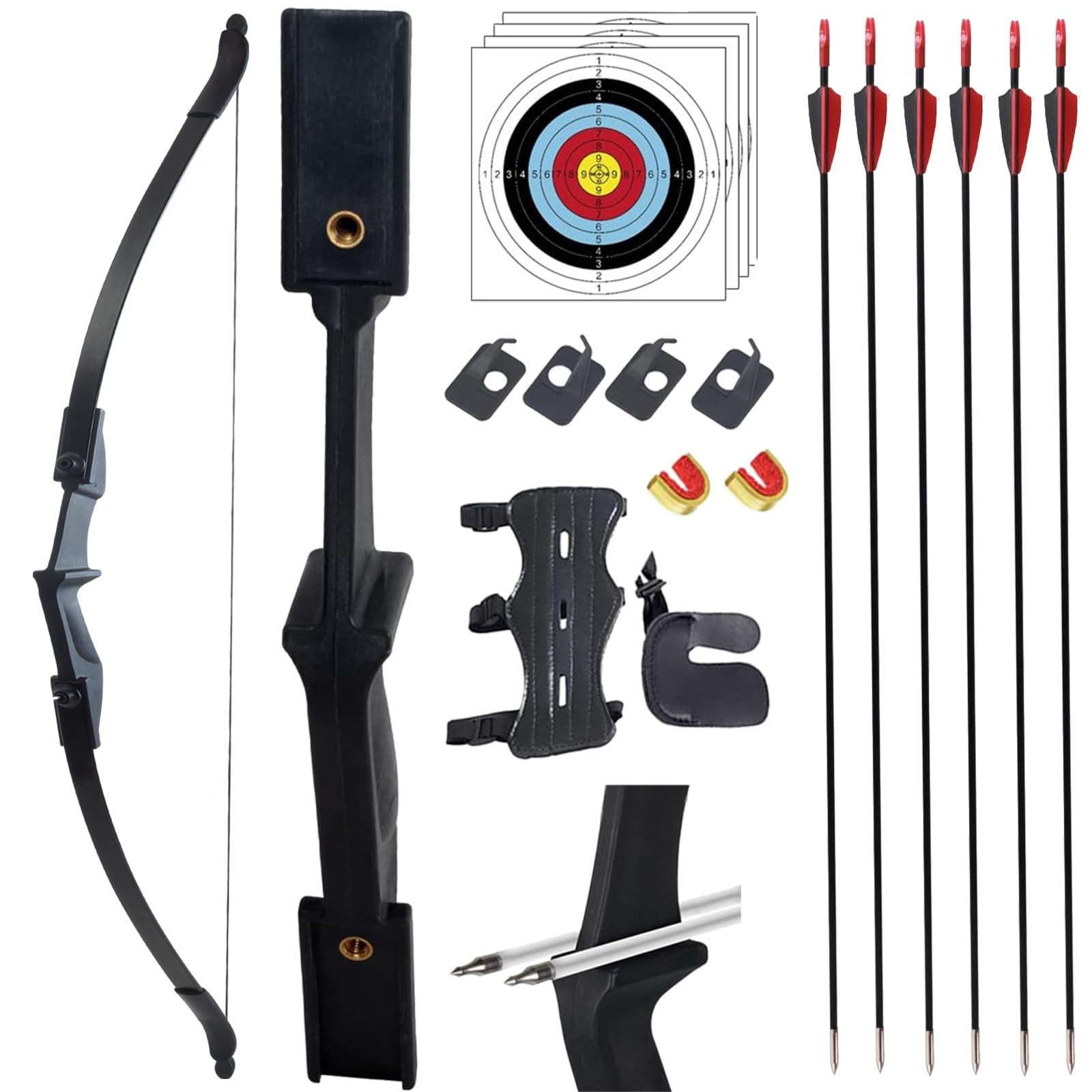 Recurve Bow and Arrow Set for Adults & Youth 20 30 40lb, Black