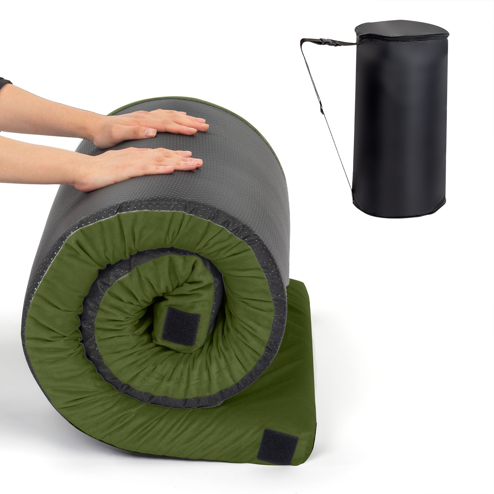 Portable Memory Foam Camping Mattress Floor Mat Roll Up for Guests Kids Adult