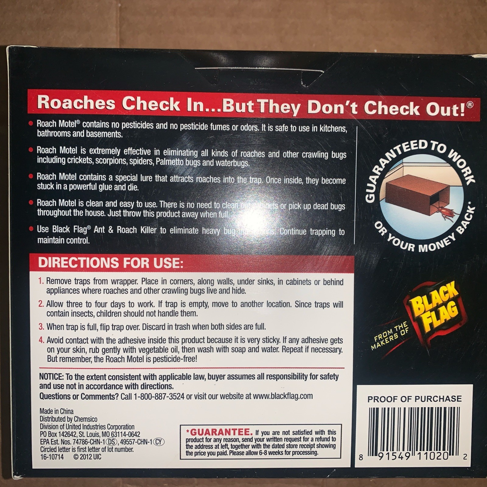 Black Flag Roach Motel Roach Bait & Glue Trap - 6 BOXES BRAND NEW