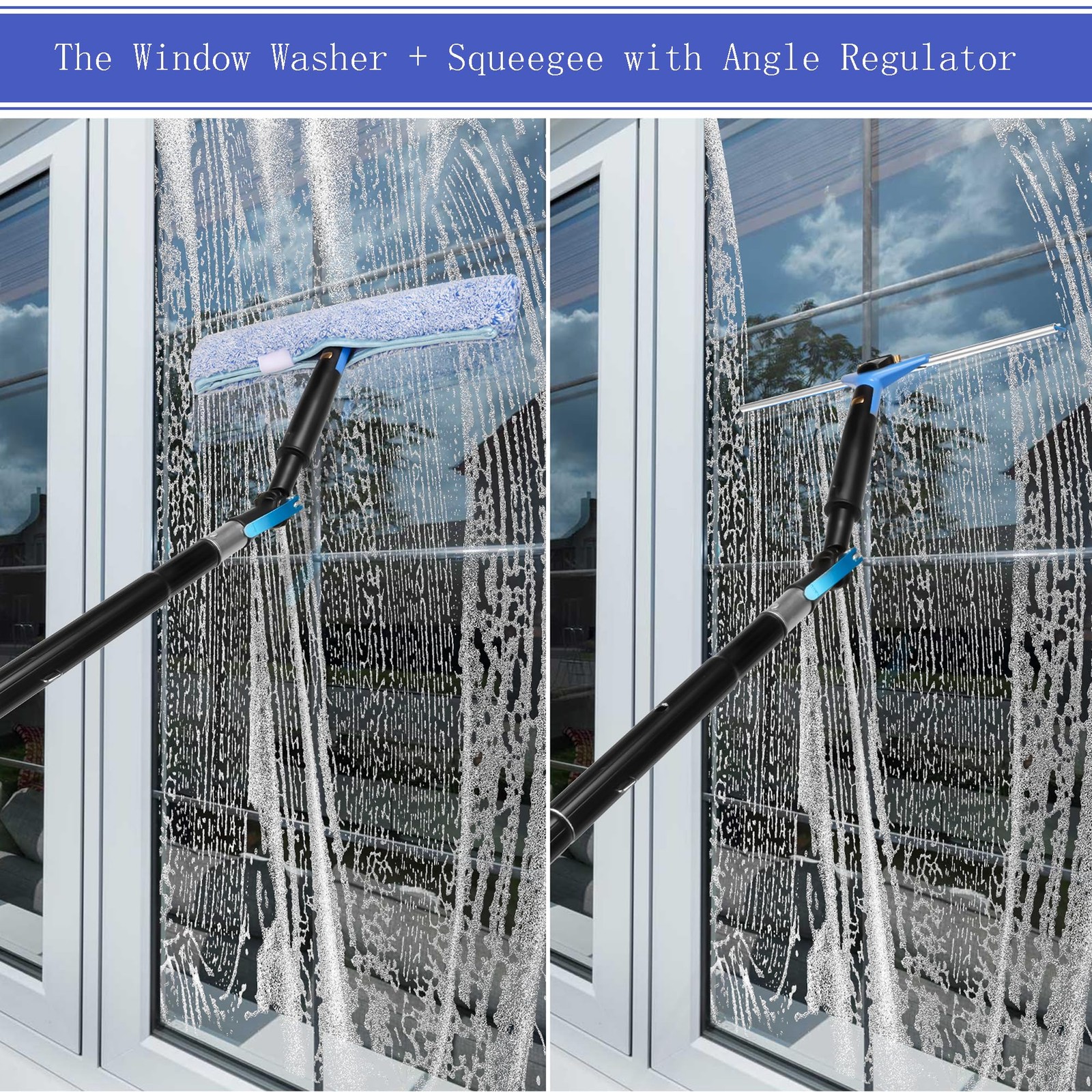 26FT Window Cleaning Brush Kit 4-26ft Adjustable Water Fed Pole Kit Solar Panel