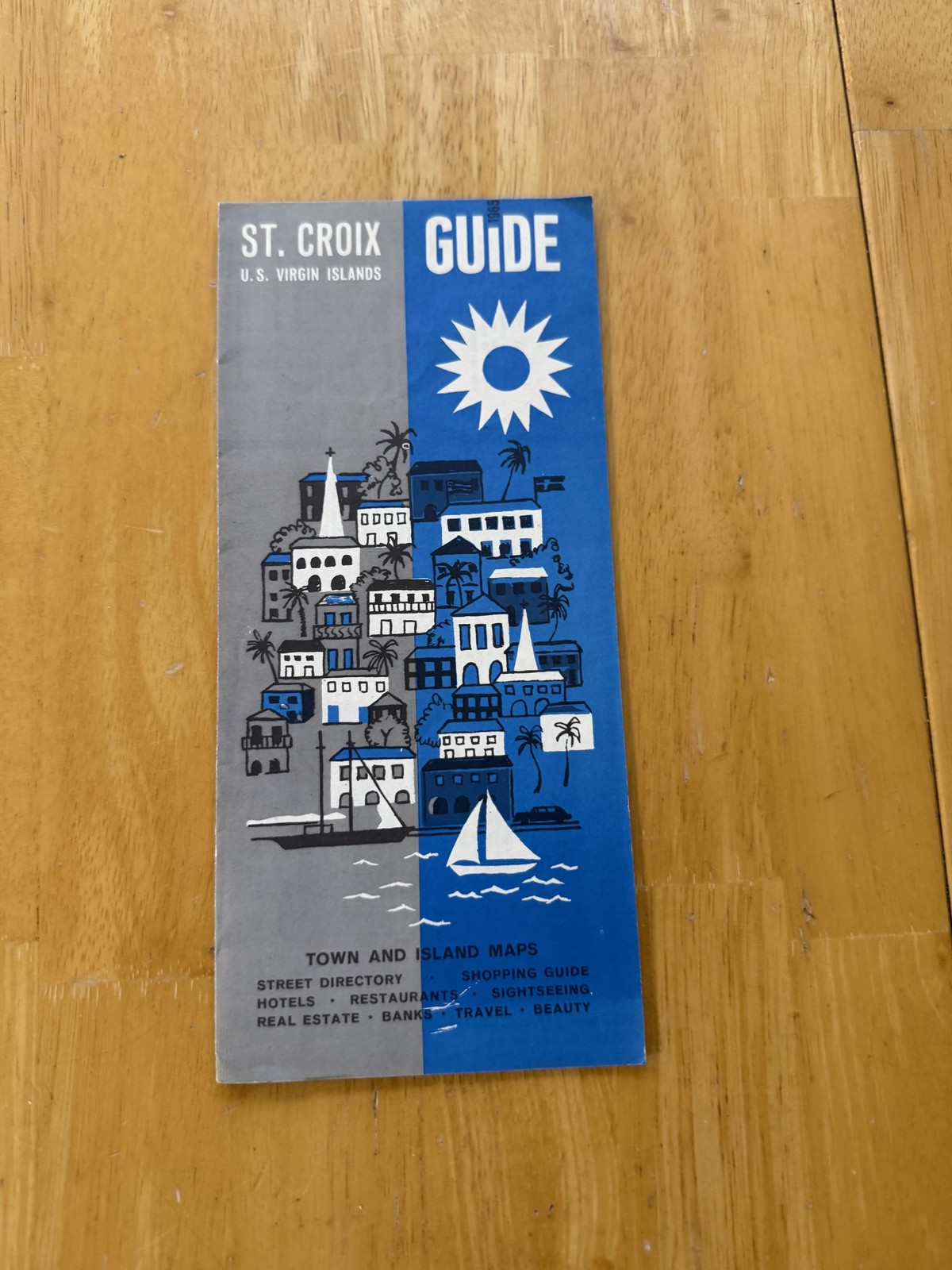 Vintage St Croix U.S. Virgin Islands Road Map Travel Guide Folded Brochure USA