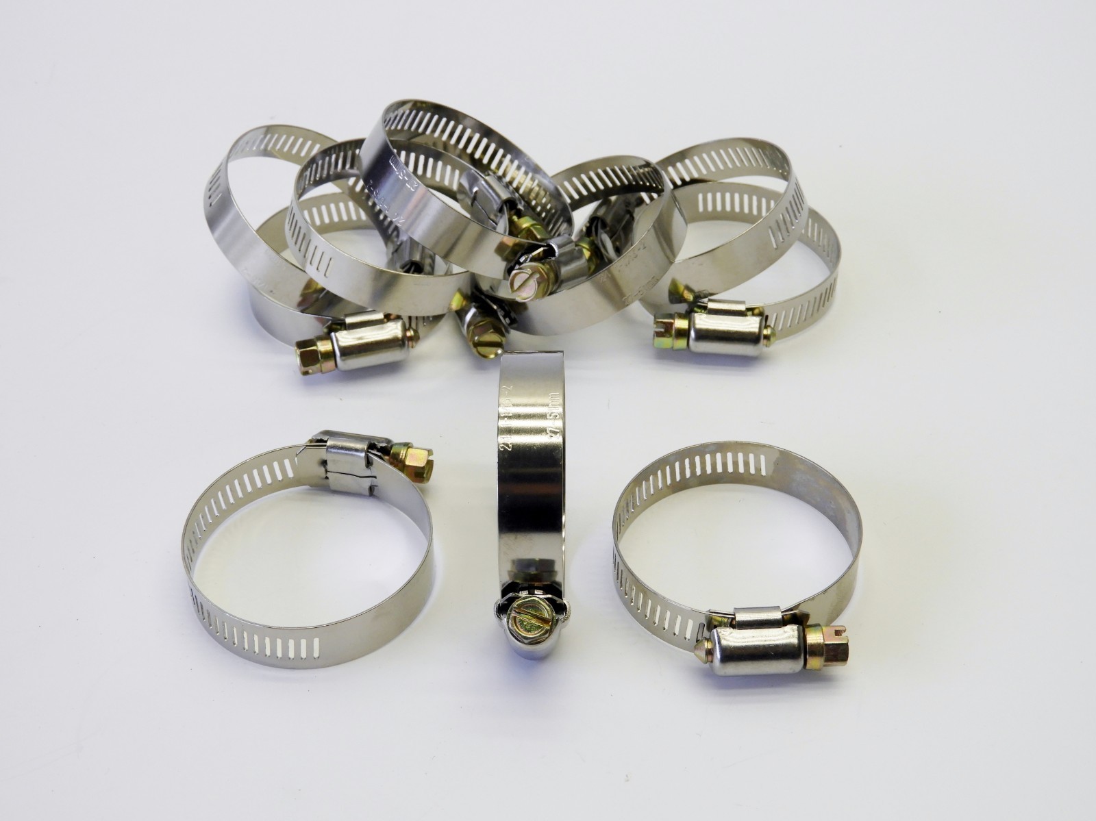 Lot of 10 Size #24 1-1/16" to 2" 27 to 51mm Stainless Worm Gear Clamp *