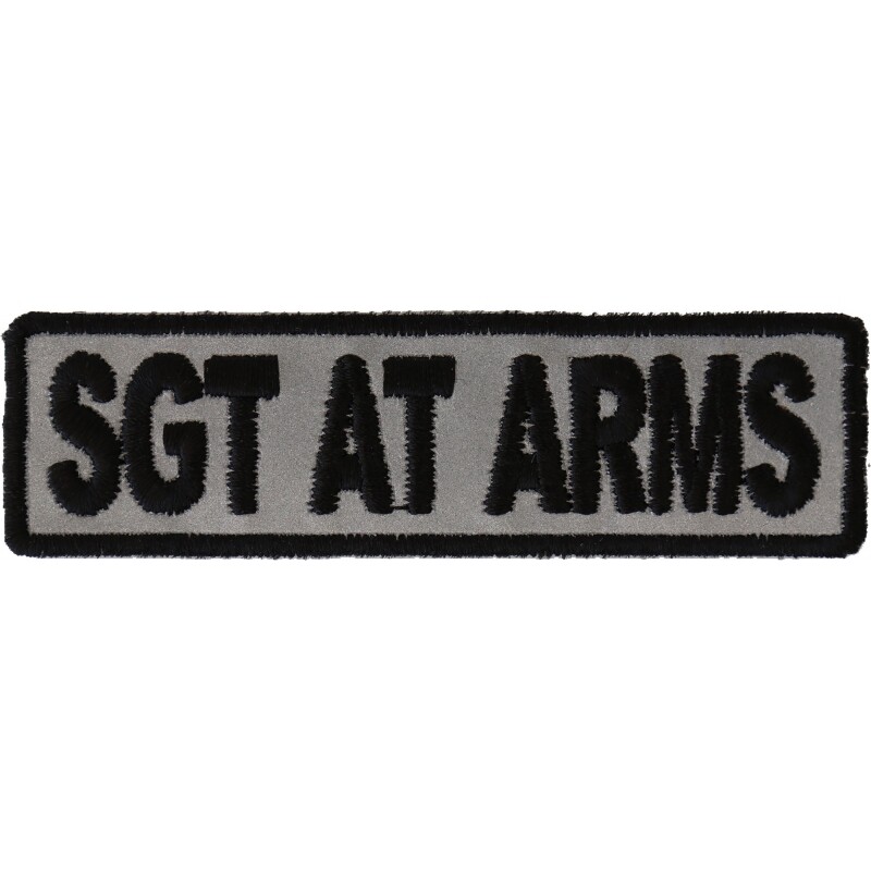Embroidered Patch (Iron-On) Club Position Sgt At Arms (Black/Silver Reflective)