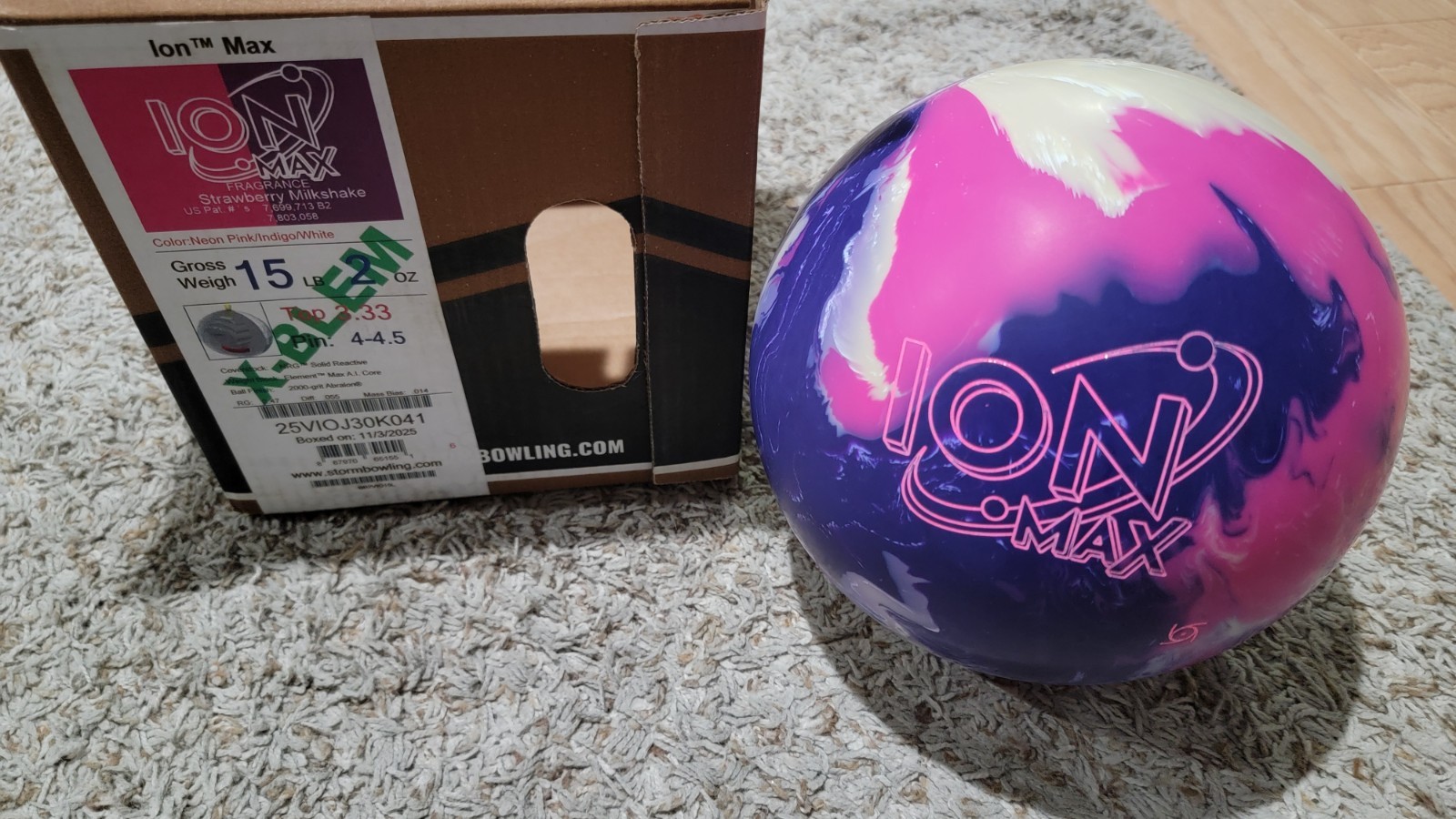 Storm Ion Max Bowling Ball X-Blem | 15 Pounds | 4-4.5 Inch Pin | Cg Out Of Line