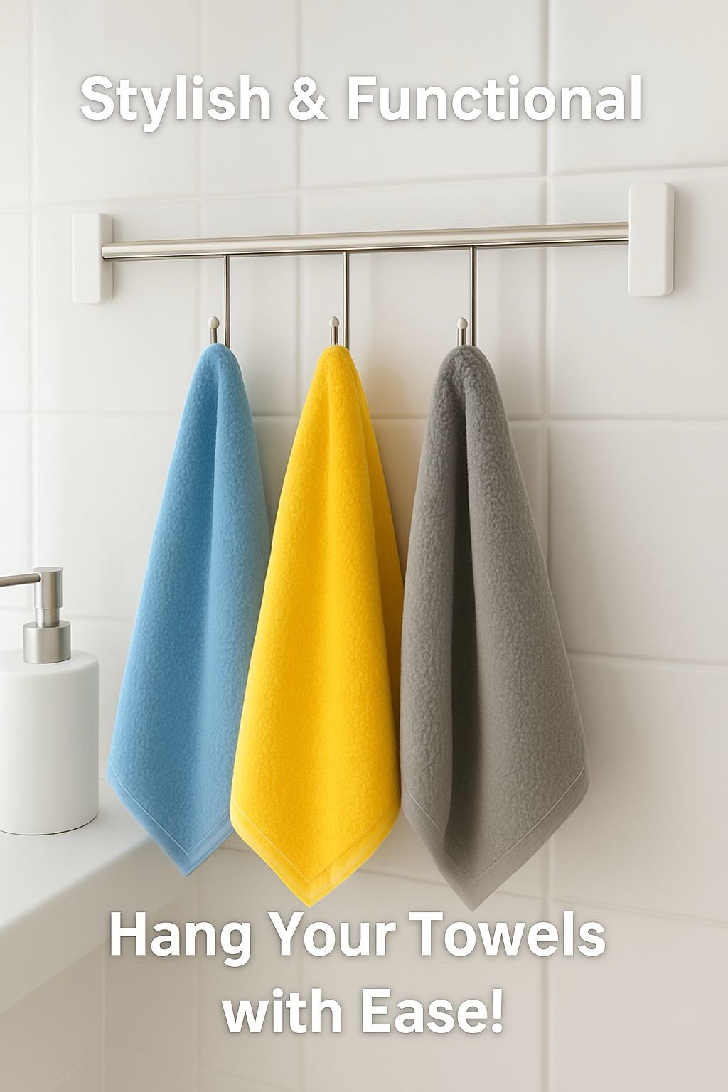 4 PC Bathroom Set - 2 Toothbrush Holders & (2) 3-Hook Towel Bars College Dorm