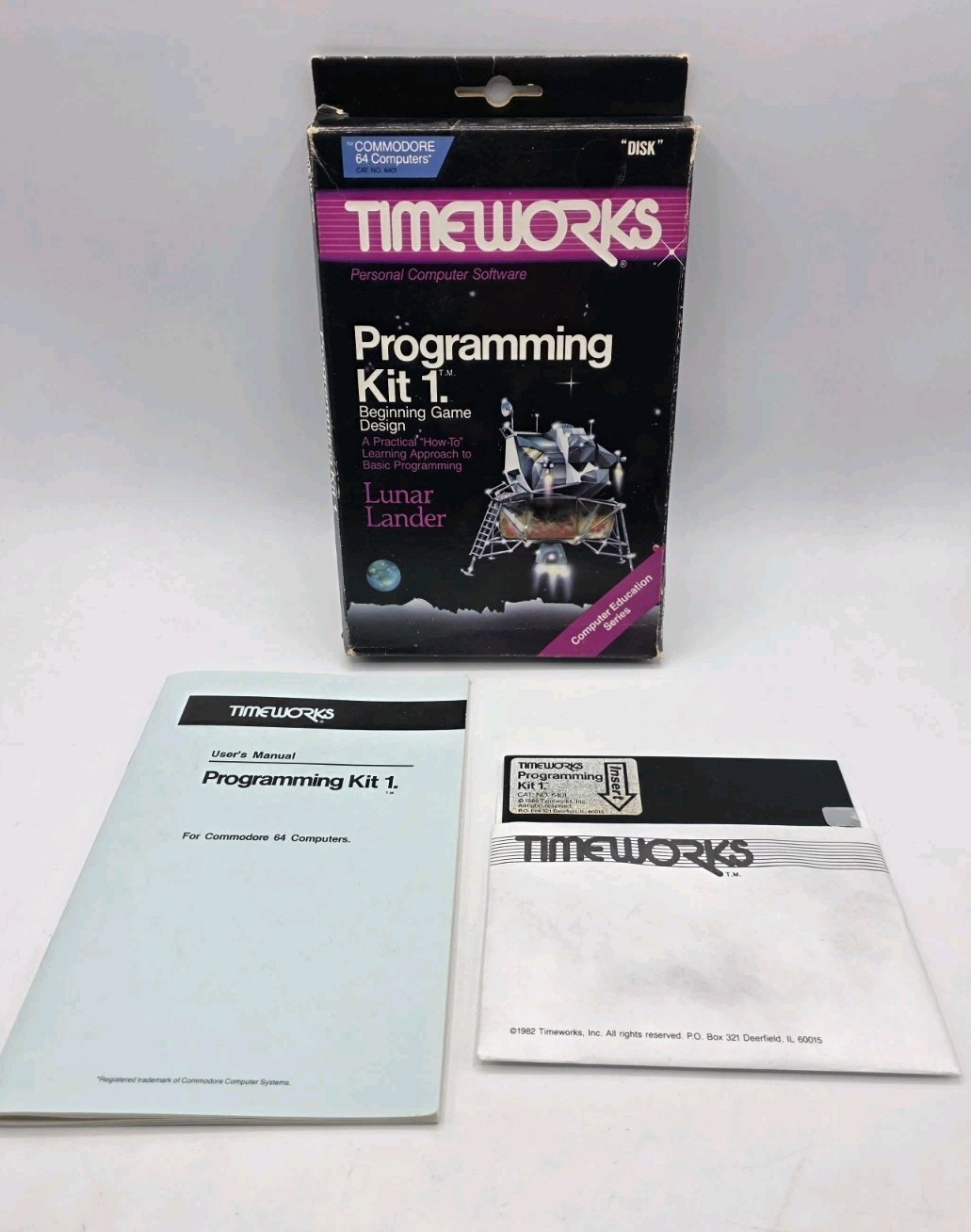 Timeworks Programming Kit 1 lunar lander Commodore 64 Computer Software Floppy