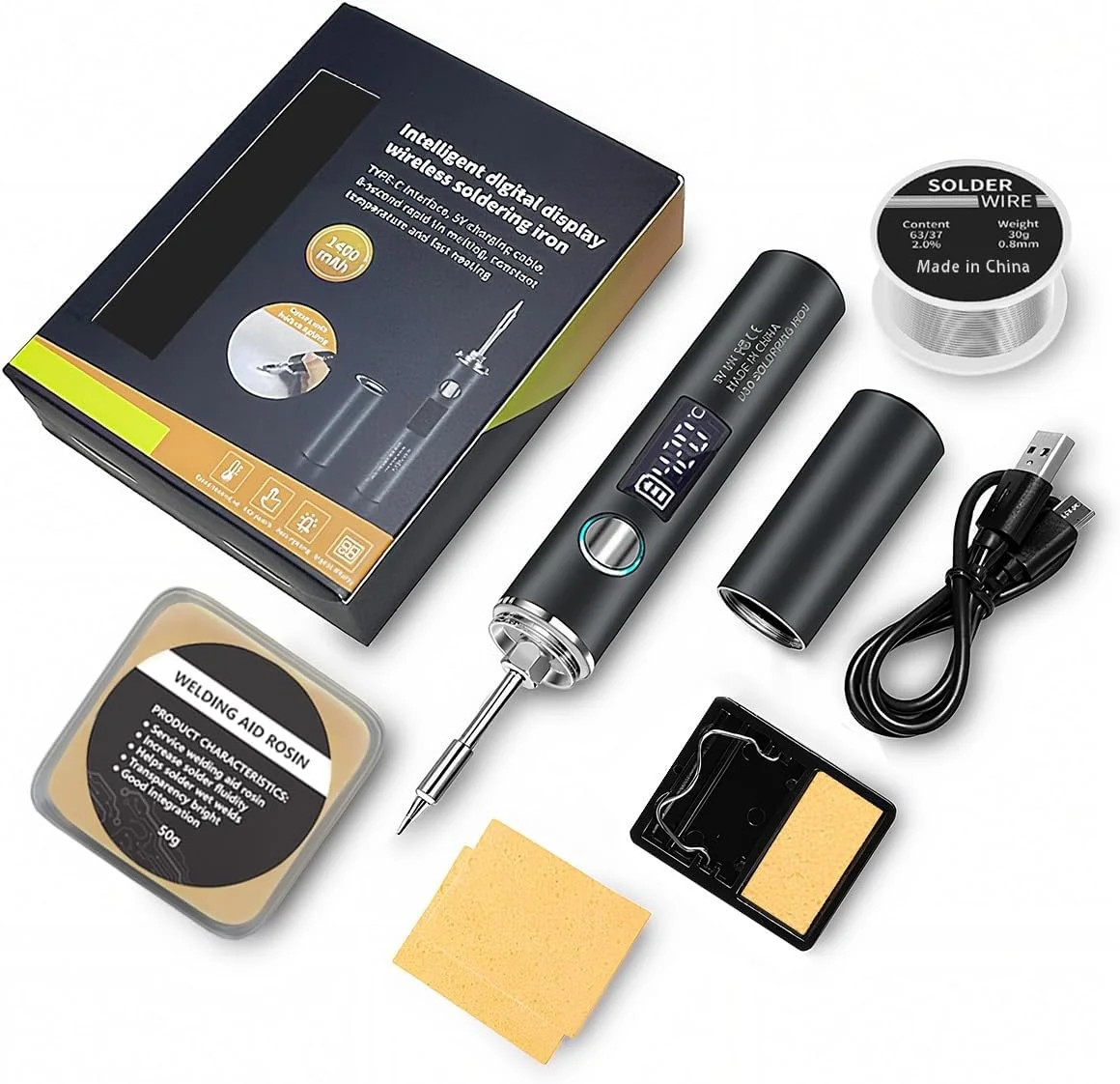 Cordless Soldering Iron Kit Micro Portable Soldering Kit Rechargeable USB-C Elec