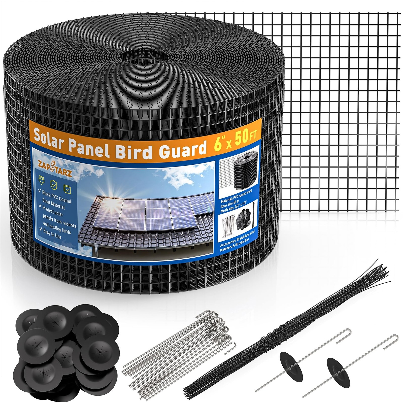 6 inch x 50ft Solar Panel Bird Guard, Wire Mesh Critter Guard for Solar Panel...
