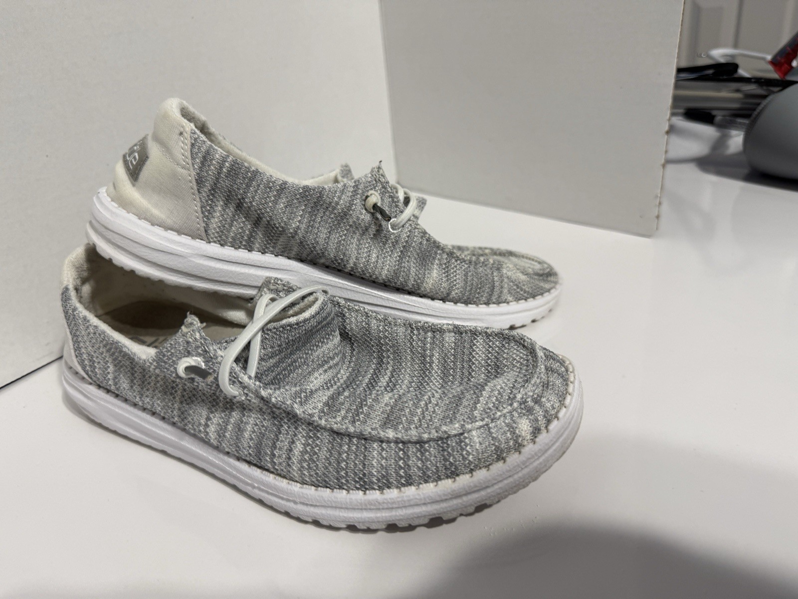 Hey Dude Wendy Sox Glacier Grey Womens Size 9 Slip On Casual Shoes Lightweight
