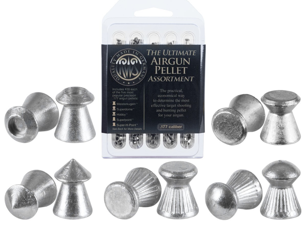 RWS 500 Count / 5 Type HUNTING PELLET SAMPLER 4.5mm .177 Caliber Pellets GERMANY