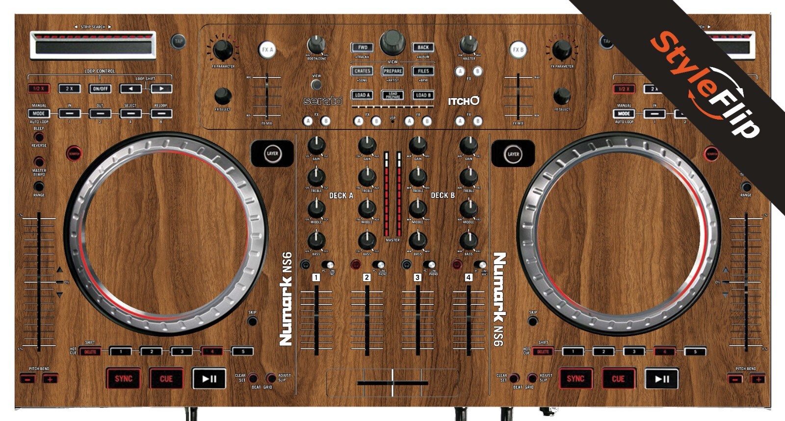 Numark NS6 | Color Wood 2 | Protective Decal | StyleFlip Skins