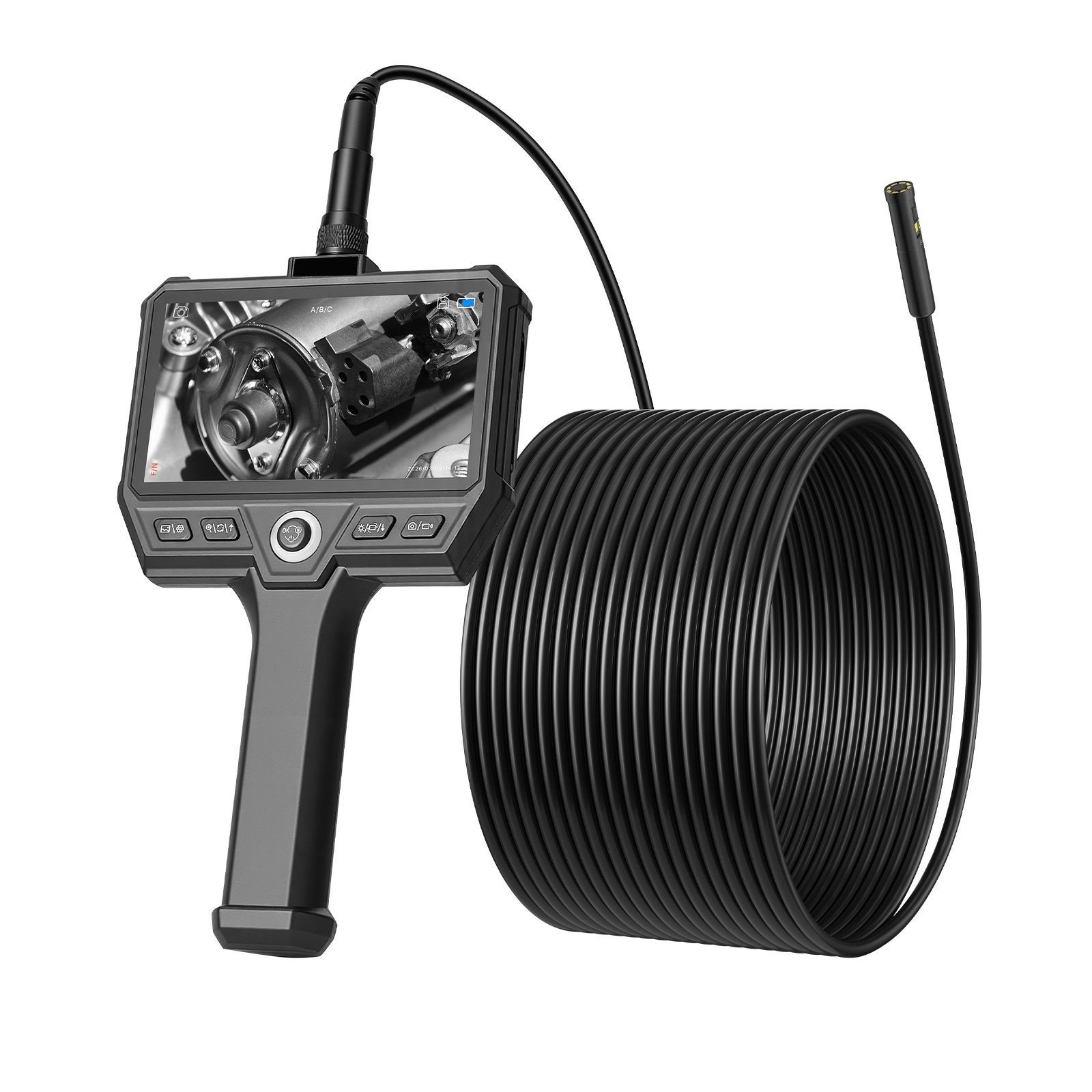 Industrial Snake Camera: Triple Lens, 5" IPS, 32.8ft Rigid Cable, 5000mAh, IP67