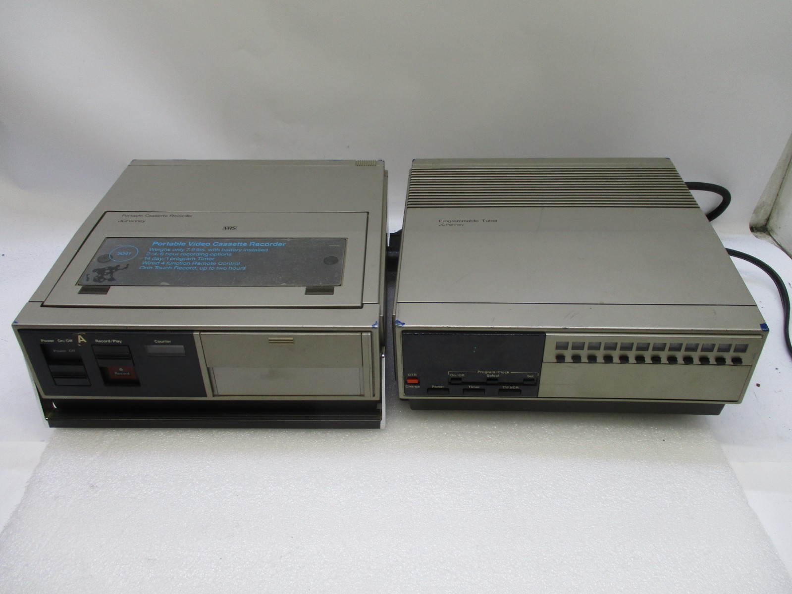 JCPenney's programmable tuner 686-5041 and portable VIDEO CASSETTE RECORDER T8E8