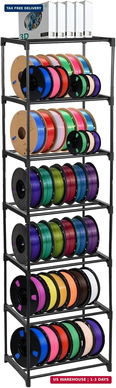 FMOACEN 7-Tier Modular 3D Printer Filament Storage Rack 16.5" x 12" x 80.7" Meta