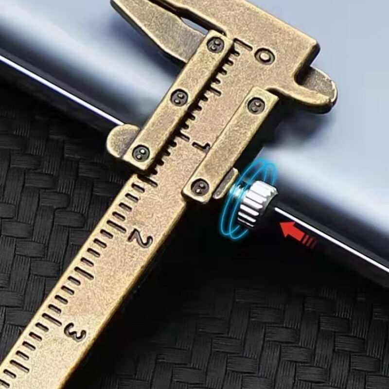 Mini Vernier Caliper Ornament Small Pendant Measuring Tool Bronze