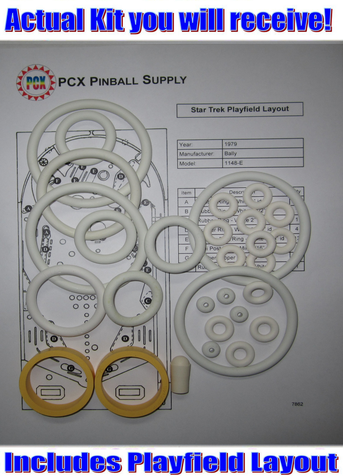 1979 Bally Star Trek Pinball Machine Rubber Ring Kit