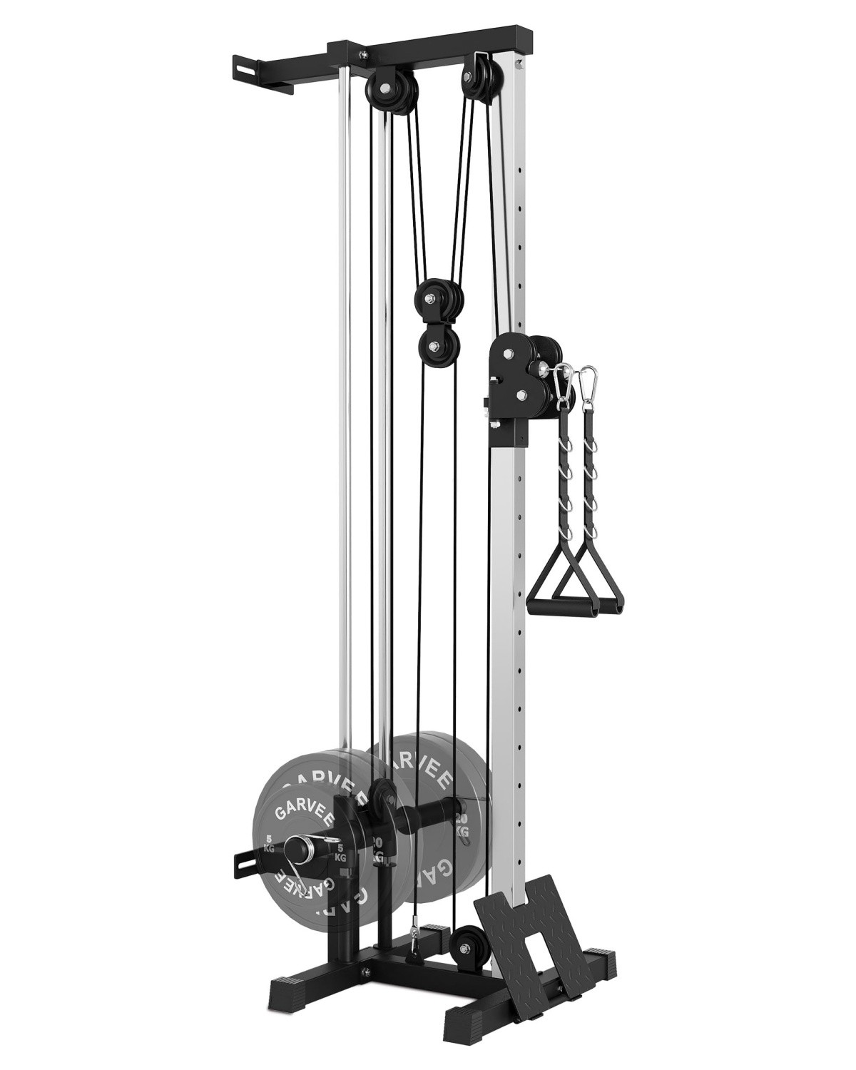 Wall Mount Cable Machine 18 Positions Adjustable Pulley System with Footplate