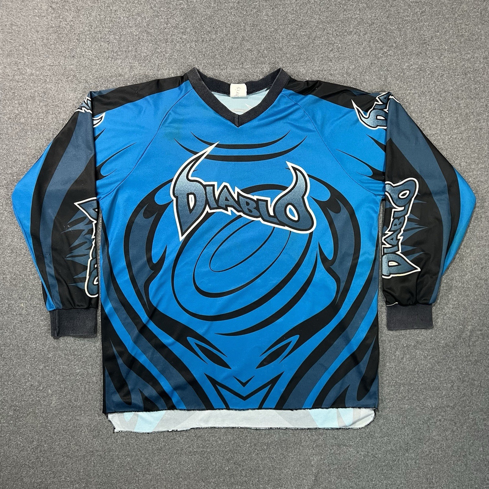 VTG Diablo Wear ‘Face’ Paintball Jersey Blue Men's XXL 90s Y2K Made In Canada