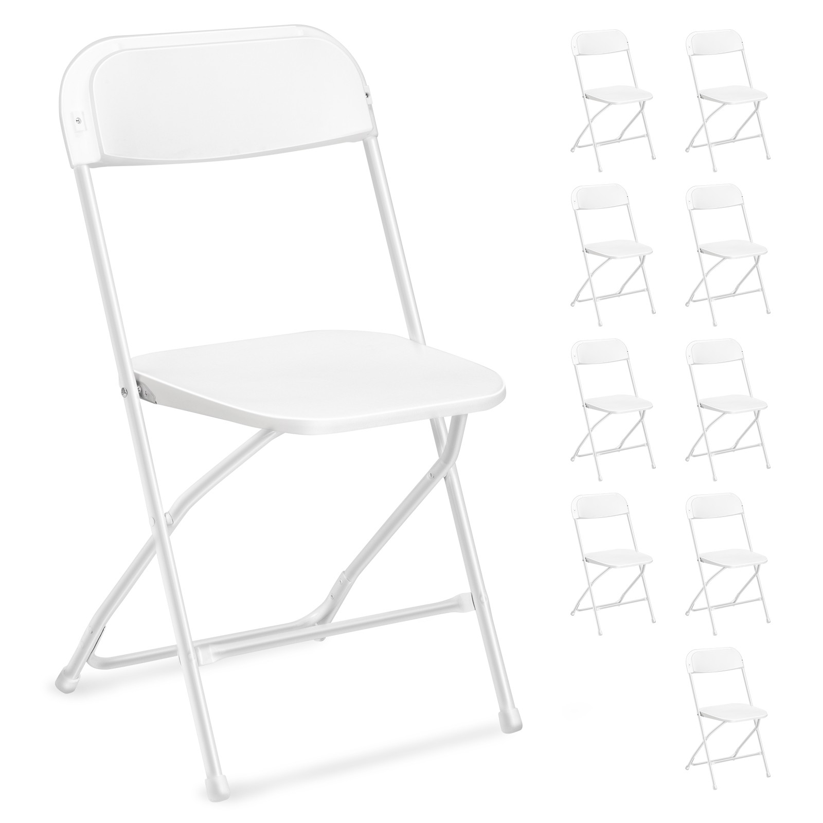 10PCS Plastic Folding Chair Indoor Outdoor Stackable Seat White for Garden Party